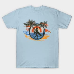 Summer Sun Surfing Beach Palm Trees T-Shirt